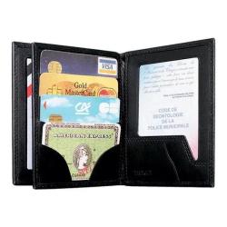 Porte-Cartes Professionnel 3 Volets + Emplacement M&eacute;daille Noir