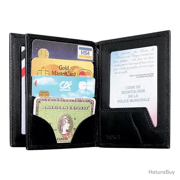 Porte-Cartes Professionnel 3 Volets + Emplacement M�daille Noir