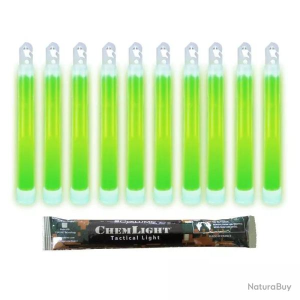 10 B�tons Lumineux ChemLight� 6" Vert
