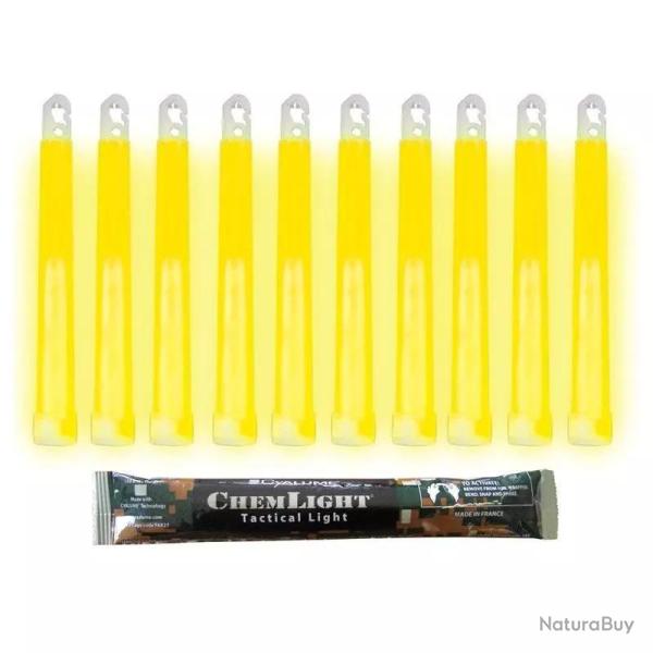 10 B�tons Lumineux ChemLight� 6" Jaune