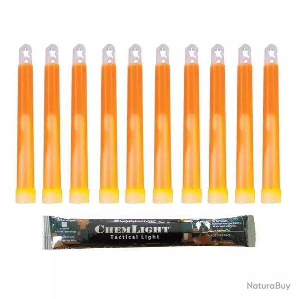 10 B�tons Lumineux ChemLight� 6" Orange