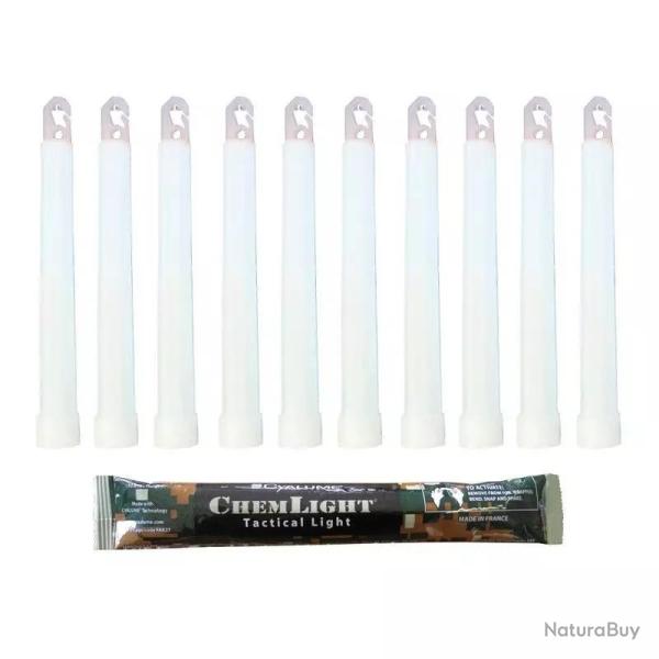 10 B�tons Lumineux ChemLight� 6" Blanc