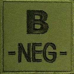 Patch Groupe Sanguin Brod&eacute; B NEG Olive Drab
