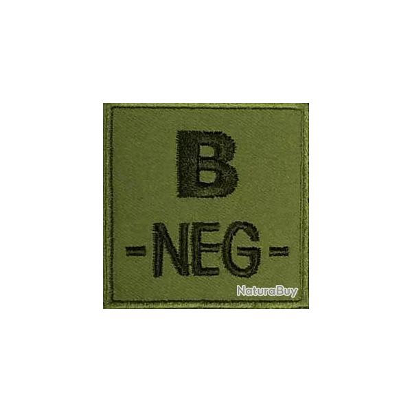 Patch Groupe Sanguin Brod� B NEG Olive Drab