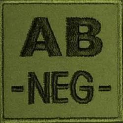 Patch Groupe Sanguin Brod&eacute; AB NEG Olive Drab