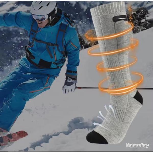 Chaussettes chauffantes 2200 mAh - 3 modes de chauffe - USB - en coton - Livraison rapide / Gratuit