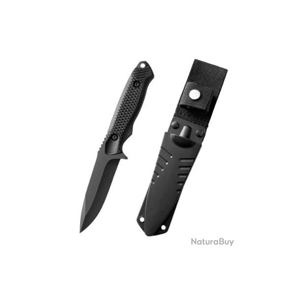 Couteau noir � lame fixe avec son �tui