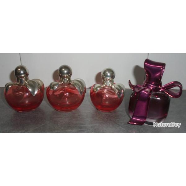 LOT 4 FLACON DE PARFUM VIDE NINA RICCI - NINA 80ml - 80ml - 50ml - RICCI 50ml