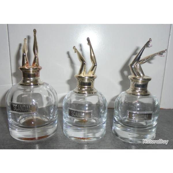 SCANDAL - JEAN PAUL GAULTIER - LOT 3 FLACON PARFUM VIDE 80ml - 50ml - 50ml
