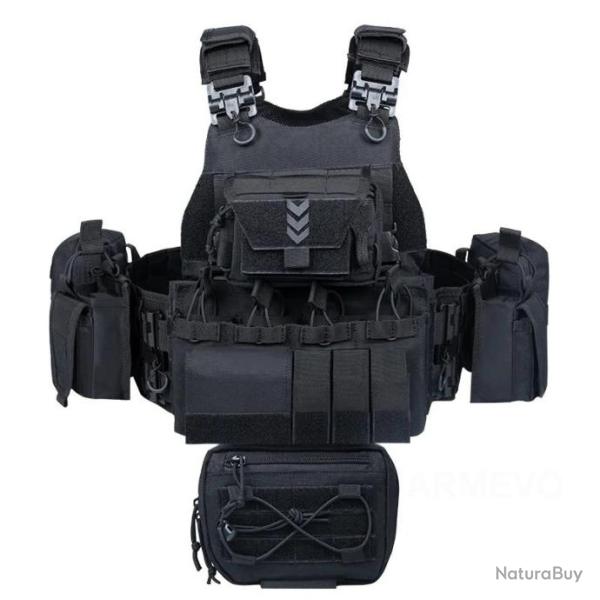 Gilet tactique porte-plaque Yakeda (Noir) - LIVRAISON GRATUITE