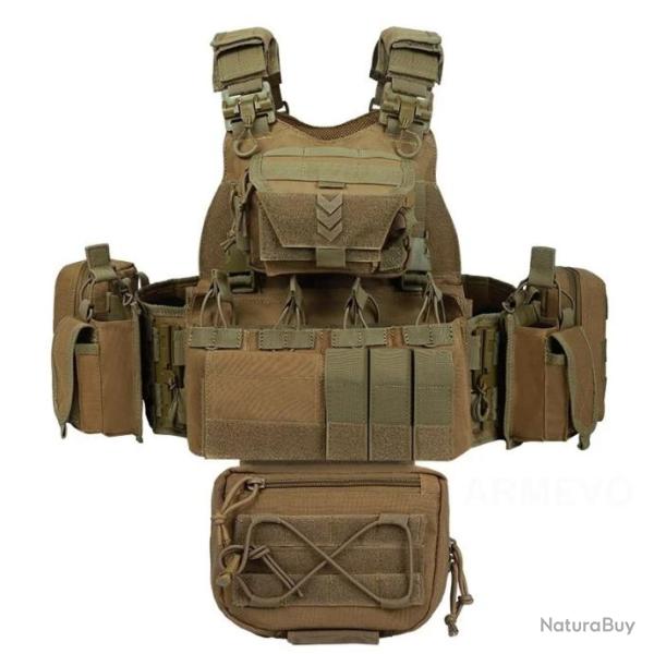 Gilet tactique porte-plaque Yakeda (Sable) - LIVRAISON GRATUITE