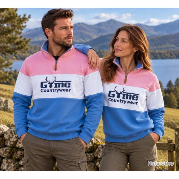 Pull unisexe Game Countrywear - rose/blanc/bleu