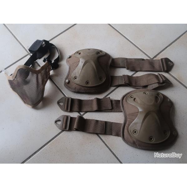 Genouillres droite gauche et masque de protection airsoft paintball militaria REF 42/2025