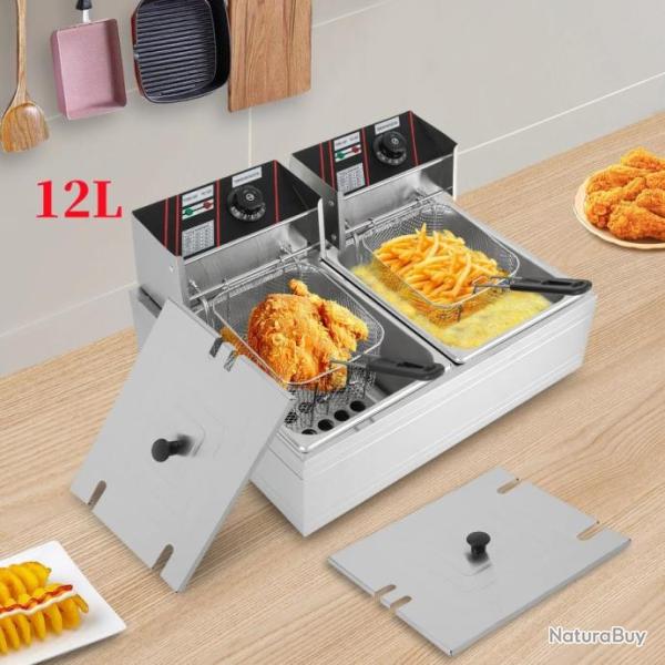 Friteuse �lectrique Pro en acier inoxydable 12L Double (2 x 6L)