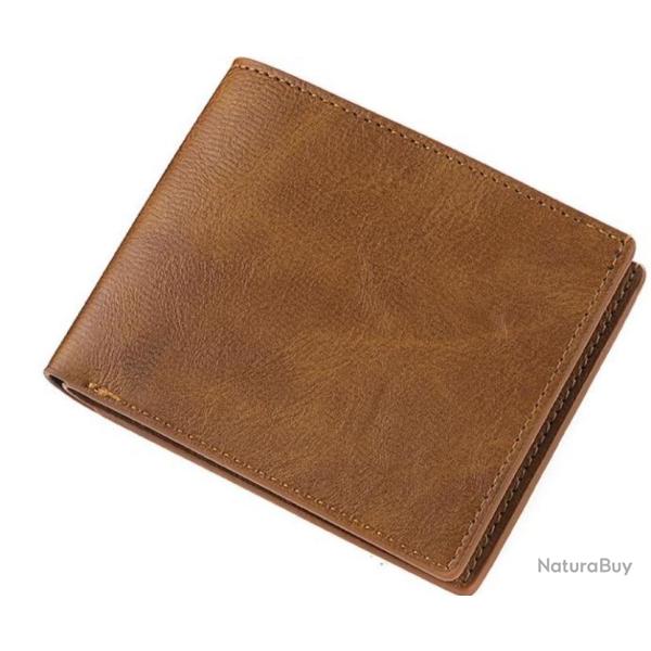 Portefeuille Homme en PU Cuir - Bi-pli - Caf� clair