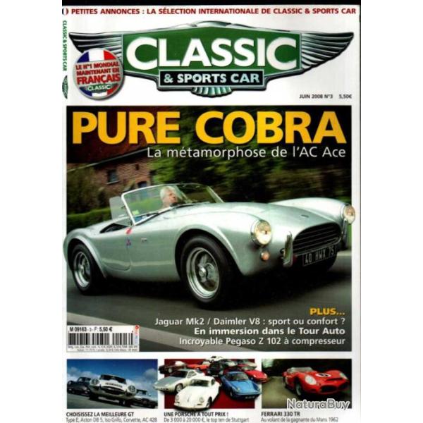 classic & sport car 3 de 2008 ,porsche, ac cobra 289, jaguar, daimler v8 250, 330 testa rossa