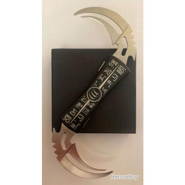 Coffret Couteau shuriken double lame noir et argent� / fantaisie