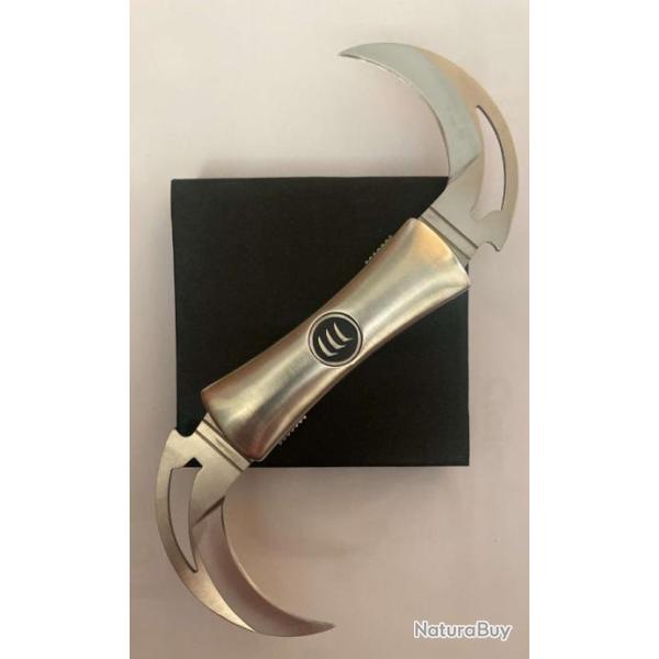 Coffret Couteau shuriken double lame tout argent� et noir