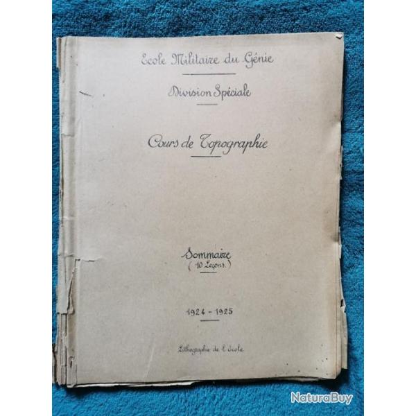 Cours topographie �cole militaire du g�nie (10 le�ons)original manuscrit 1924