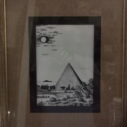 ancien Tableau Franc-ma&ccedil;on encadr&eacute; 48 x 40cm - oeuvre 25 x 17 (ecritures au dos)