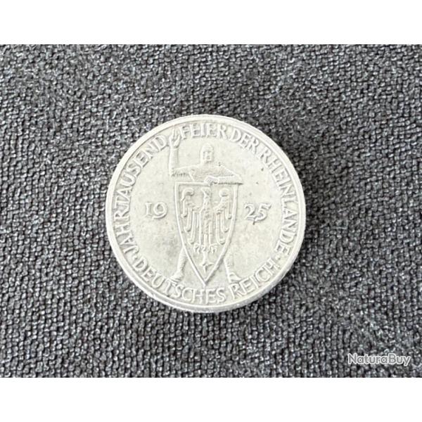 Allemagne, Pi�ce 5 Reichsmark Rh�nanie, 1925 G, Argent