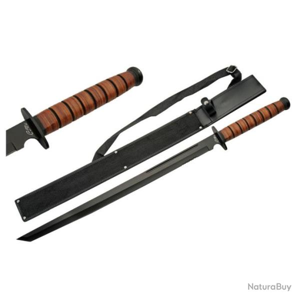 Katana pe de Combat Tactique Lame Tanto Acier Inoxydable Manche Cuir Etui Nylon PA926969