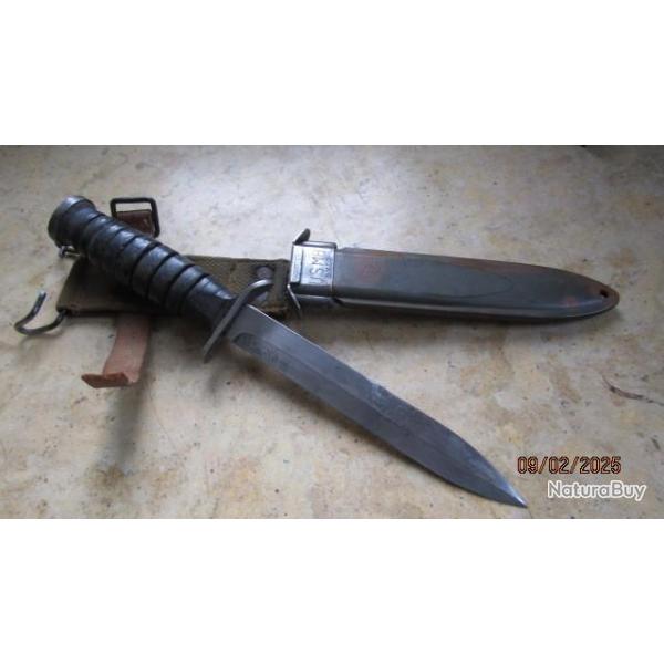 POIGNARD US M3 UTICA 1� DFL 2� DB Fran�ais FOURREAU USM8  couteau d�barquement seconde guerre ww2