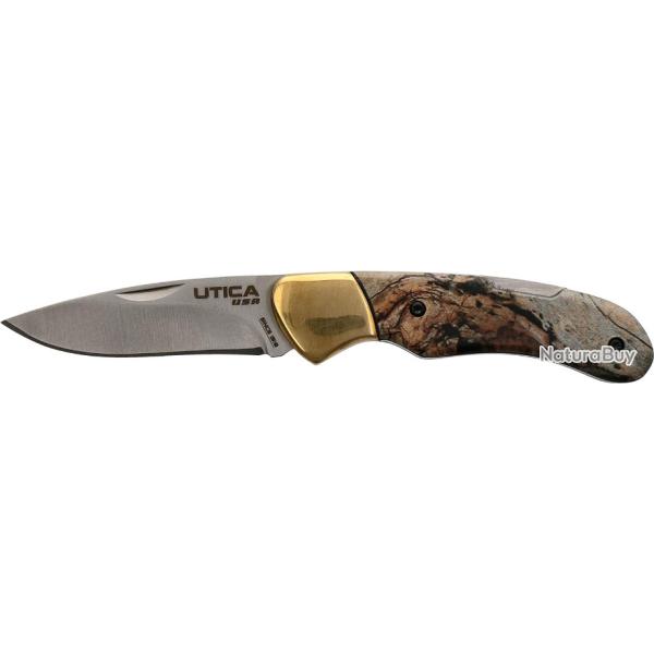 Couteau Utica Original II Lame Acier 8Cr13MoV Manche Alu Camo Lockback �tui Nylon UTK911416CP