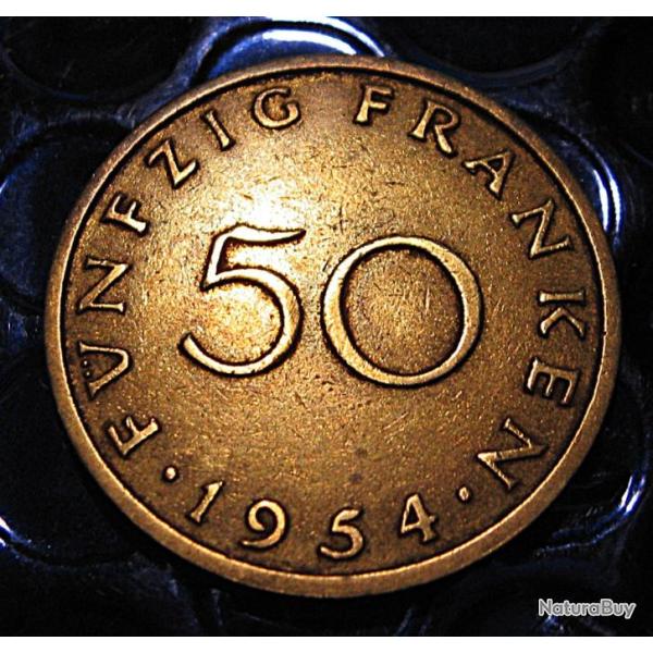 SAARLAND piece  de 50 franken de 1954 ttb