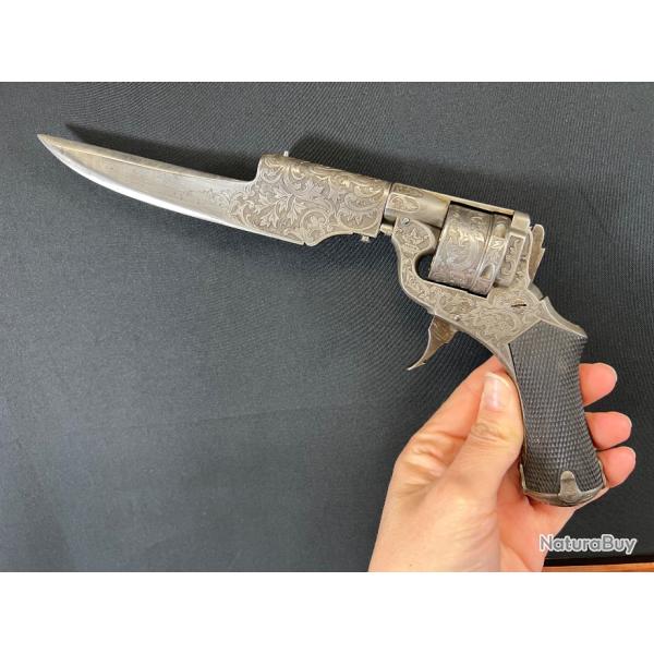 EXCEPTIONNEL REVOLVER PERRIN DE GRAND LUXE EN COFFRET D'ORIGINE AVEC SA BA�ONNETTE 2eme s�rie photo