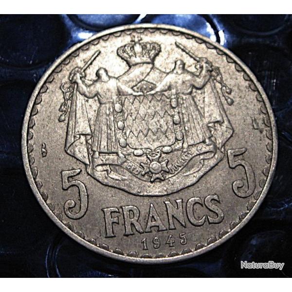 monaco piece de 5 francs alu 1945  LOUIS ii ttb
