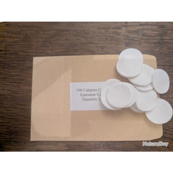 100 Calepins en coton - calibres .40 � .44 - diam�tre 2,5 cm - �paisseur 0,25 mm