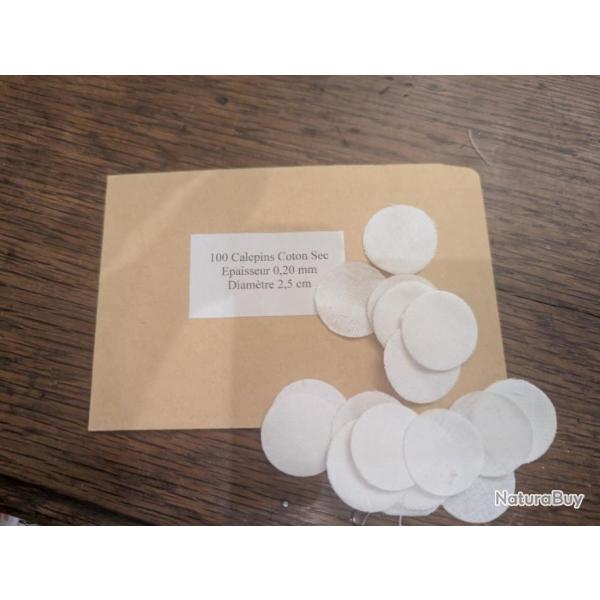 100 Calepins en coton - calibres .40 � .44 - diam�tre 2,5 cm - �paisseur 0,20 mm