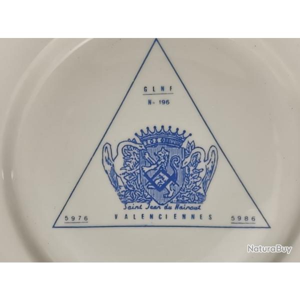 Assiette Franc-Ma�onnique "Grande Loge de France" Valenciennes 5976 s�rie limit�e num�rot�e 196