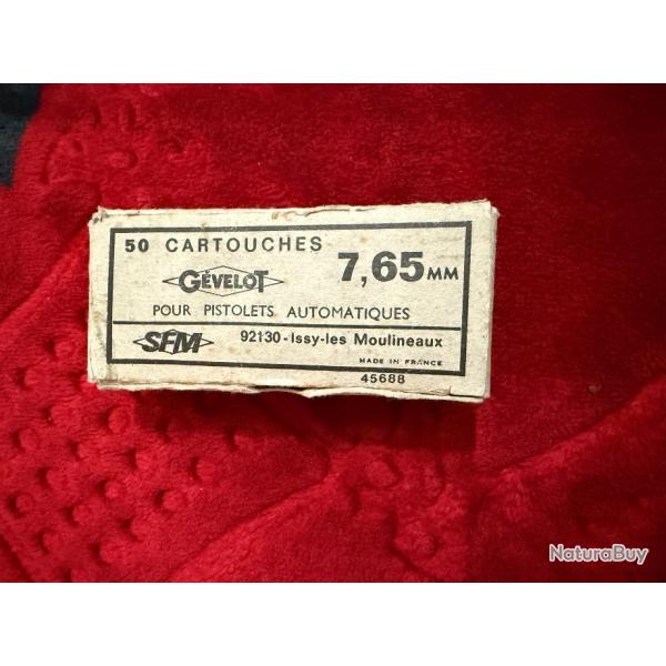 ancienne boitte carton vide pour cartouches collection calibre 7,65 GEVELOT