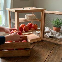 Garde manger en h&ecirc;tre pour fruits et l&eacute;gumes hauteur 40 cm