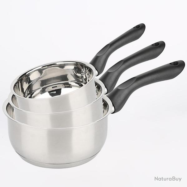 3 casseroles en acier inoxydable 16 � 20 cm