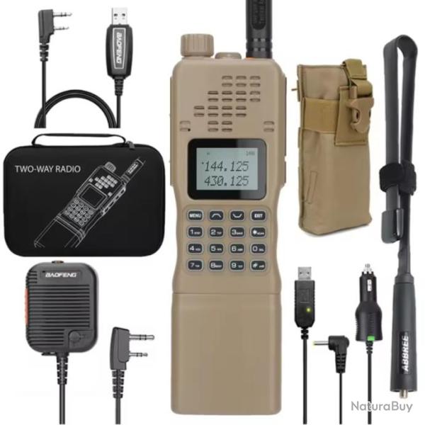 Pack Baofeng AR-152 15W Talkie-Walkie Tactique VHF UHF Beige | Radio Militaire | 12000mAh | Chasse