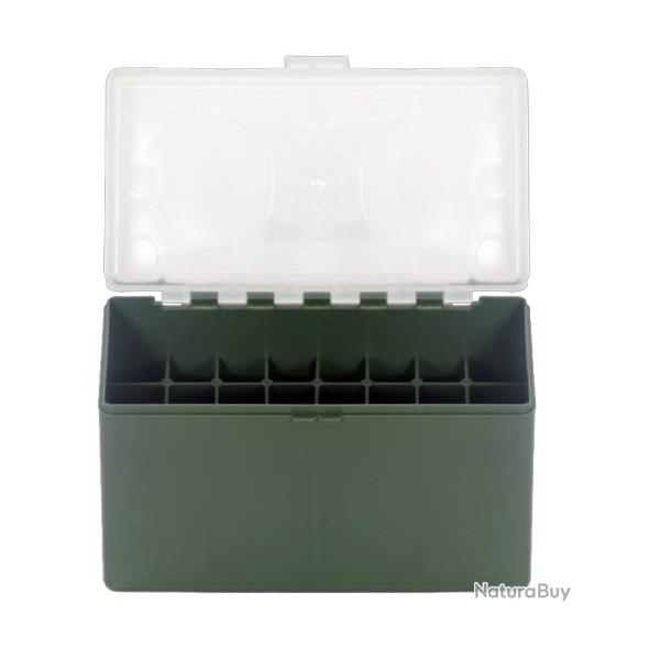 BOITE DE RANGEMENT VERTE COUVERCLE TRANSPARENT 32 MUNITIONS CAL 338L