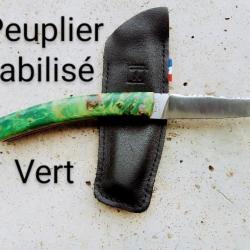Couteau le Thiers pliant en peuplier stabilis&eacute; vert