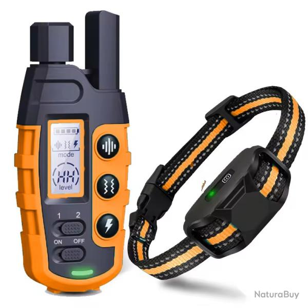 COLLIER DE DRESSAGE POUR CHIEN 3 MODES - ORANGE - MANUEL EN FRAN�AIS - LIVRAISON GRATUITE