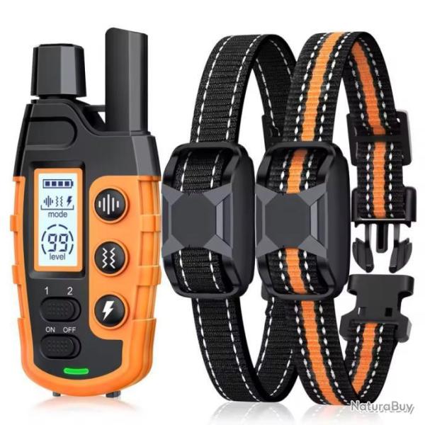 2X COLLIERS DE DRESSAGE POUR CHIEN - ORANGE - MANUEL EN FRAN�AIS - LIVRAISON GRATUITE