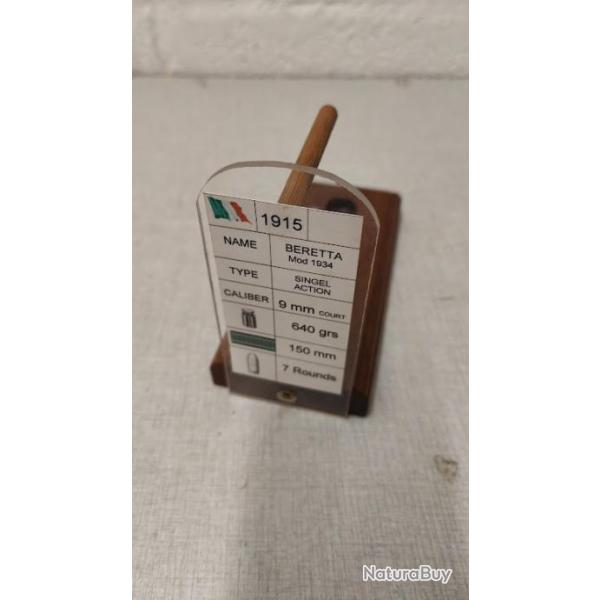 Support de pr�sentation en bois pour pistolet Beretta model 34