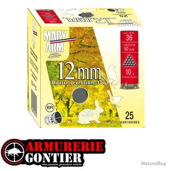 Cartouches MARY ARM 12MM Calibre 36 50 10grs bourre r�versible