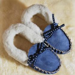 Chaussons mocassins femme chauds en peau d agneau beige