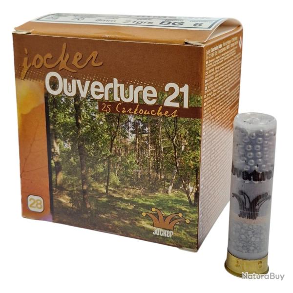 BOITE DE 25 CARTOUCHES JOCKER OUVERTURE 21G BOURRE GRASSE CAL.28 70 PLOMB
