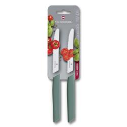 Victorinox 6.9006.11W43B  Swiss Modern, Tomato & Table Knife, 2pcs, 11cm,Wavy,Sage,Blister