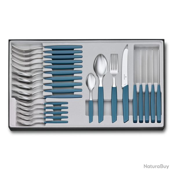 Victorinox 6.9096.11W2.24 Swiss Modern Table Set (Tomato Knife), 24 Pcs., Cornflower
