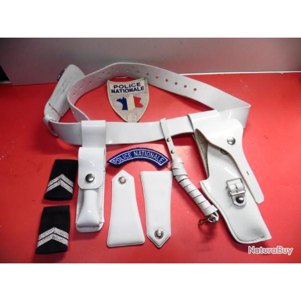 Lot de la police de la circulation - Holster blanc + ceinturon + chargeur + ...