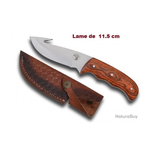 Couteau de chasse  d�cor Cerf avec Etui Cuir cousus lame de 11.5